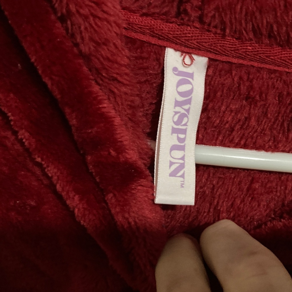 Red Hooded Pullover with Joyful Embroidery - Picture 2 of 11